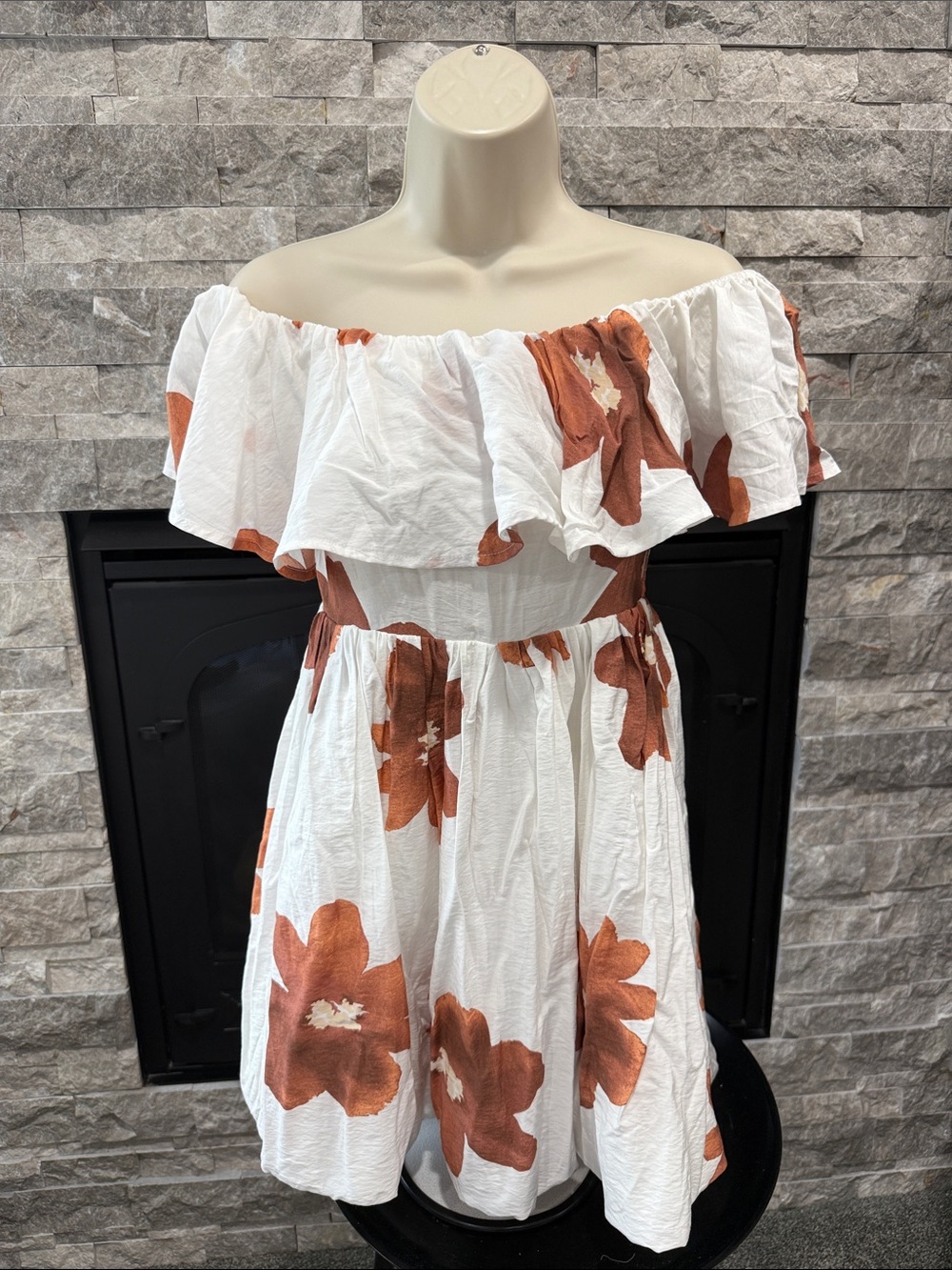 Modenaire Off-Shoulder Floral Ruffled Flared Mini Dress - Picture 6 of 8